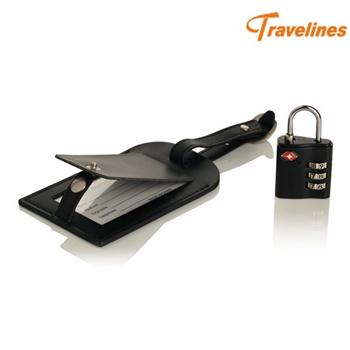 TSA認(rèn)證密碼鎖，皮質(zhì)行李牌套裝