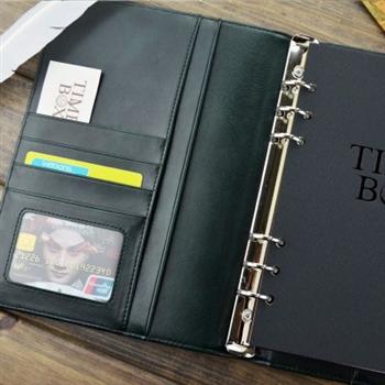 高檔商務(wù)皮面A5活頁(yè)筆記本文具6孔32k仿皮記事本子定制