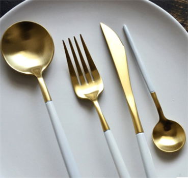 磨砂亞光 白金拉絲不銹鋼餐具（白金4件套）