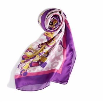 萬(wàn)事利絲巾女春秋高檔桑蠶絲圍巾防曬披肩紗巾 百搭小長(zhǎng)巾 歐洲風(fēng)尚 180*50cm 長(zhǎng)巾 歐洲風(fēng)尚 紫色 180*50