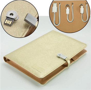 筆記本移動(dòng)電源記事本金色優(yōu)盤手賬定制文具禮品