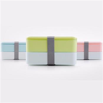 900ml日式便當(dāng)盒 微波塑料盒雙層飯盒韓式餐具便攜保鮮盒健身外帶