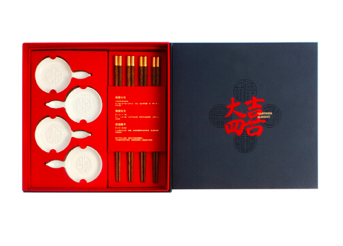 清樸堂 大四喜 無漆無蠟高檔筷子禮品 單層4雙裝 雞翅翅木圓