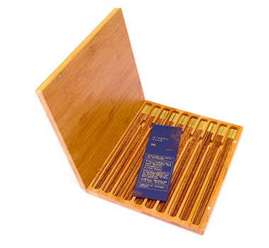 清樸堂 家宴 精品私人定制禮品10雙裝筷子禮盒套裝定制餐具禮物實(shí)木筷子竹盒裝 2.0雞翅木