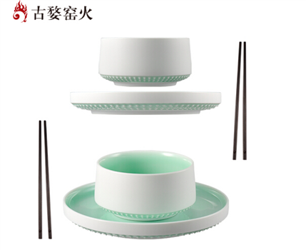 古婺窯火 婺州瓷 食 · 器 二人世界 二碗二盤（?。┒Y盒包裝 二人世界