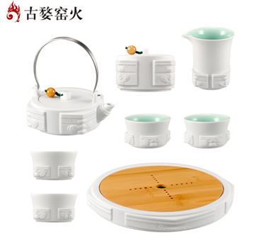 古婺窯火四方如意系列四方如意尊享一壺四杯一公道一壺承一茶葉罐 四方如意（尊享）