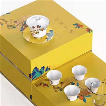 柿柿如意 禮盒套裝宮廷黃茶具精美禮盒套裝
