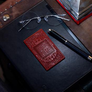 指紋鎖筆記本男女商務(wù)禮品宮廷雕漆日記本手帳記事中國(guó)風(fēng)logo定制 紅色云龍紋