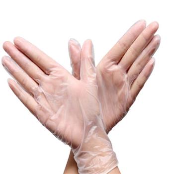   一次性pvc防水美容餐飲用防護(hù)手套隔離防護(hù) 透明10盒一箱5箱起