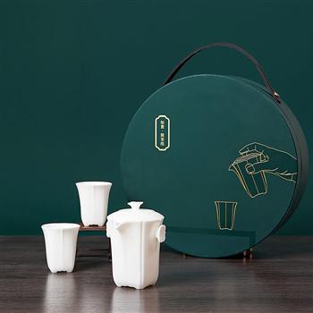 如意簡茶組白玉瓷茶器 一器兩杯
