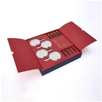 清樸堂 大四喜雙層 節(jié)日送禮物高檔餐具男生新年節(jié)禮品女創(chuàng)意筷子定制精美小禮品實(shí)用 雞翅翅木圓