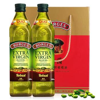 伯爵（BORGES）特級初榨橄欖油500ml*2瓶 西班牙原裝進口食用油 公司團購禮盒