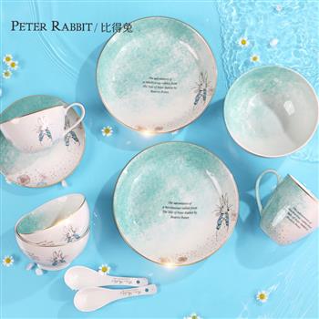 英國比得兔踏浪餐具真金描邊湯飯碗咖啡杯陶瓷碗面碗家用碗碟套裝