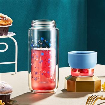 施美樂茶水分離杯保溫杯便攜玻璃水杯女可愛茶杯泡茶杯玻璃杯杯子