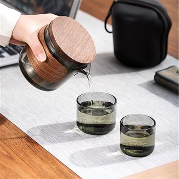 木笙玩物功夫旅行茶具套裝快客杯一壺二杯玻璃便攜式戶外泡茶裝備