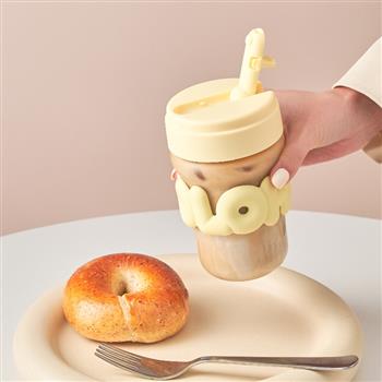 holoholo雙飲玻璃水杯女便攜咖啡杯可愛高顏值帶吸管隨行學生杯子