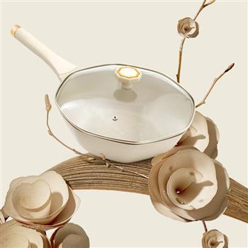 VELOSAN溫侖山 德國不粘鍋麥飯石色炒鍋多功能少油煙電磁爐通用炒菜鍋