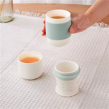 原初格物同心杯陶瓷泡茶杯茶水分離便攜茶具旅行快客杯一壺二杯