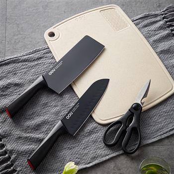 OOU!廚房刀具套裝不銹鋼家用菜刀切片刀廚房剪菜板鶴系列組合四件套