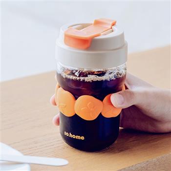 so.home柿柿如意雙飲玻璃水杯女便攜咖啡杯可愛高顏值帶吸管隨行學(xué)生杯子 
