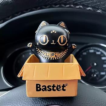 大英博物館安德森貓車(chē)載飾品汽車(chē)搖頭擺件車(chē)飾裝飾閨蜜生日禮物女