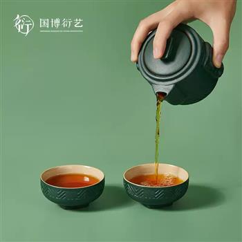 中國國家博物館風調(diào)雨順快客杯功夫茶具套裝便攜博物館生日禮物