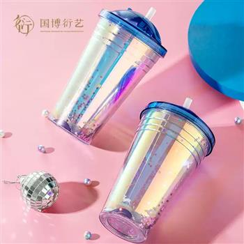 中國國家博物館一"鹿"相伴星球創(chuàng)意杯禮物漸變色炫光吸管禮品禮物