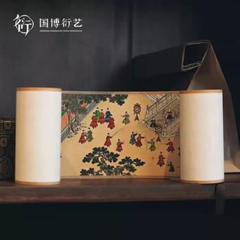 中國國家博物館迷你復(fù)刻卷軸掛畫玄關(guān)豎版茶室山水字畫背景墻裝飾