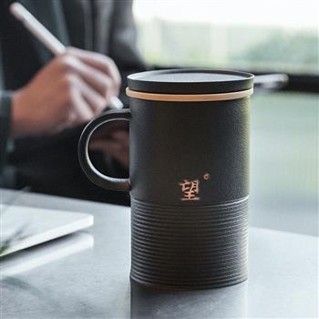 萬仟堂（Edenus）高檔辦公杯 陶瓷杯男士水杯茶水分離馬克杯帶濾網(wǎng)