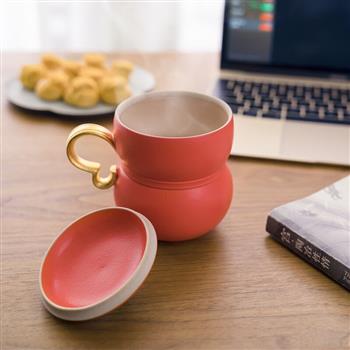 萬仟堂（Edenus）高檔辦公茶杯具帶蓋創(chuàng)意馬克杯禮物送女友杯事事如意