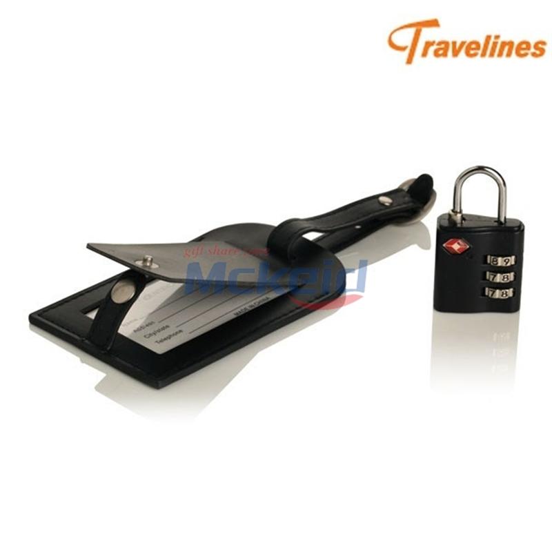 TSA認(rèn)證密碼鎖，皮質(zhì)行李牌套裝