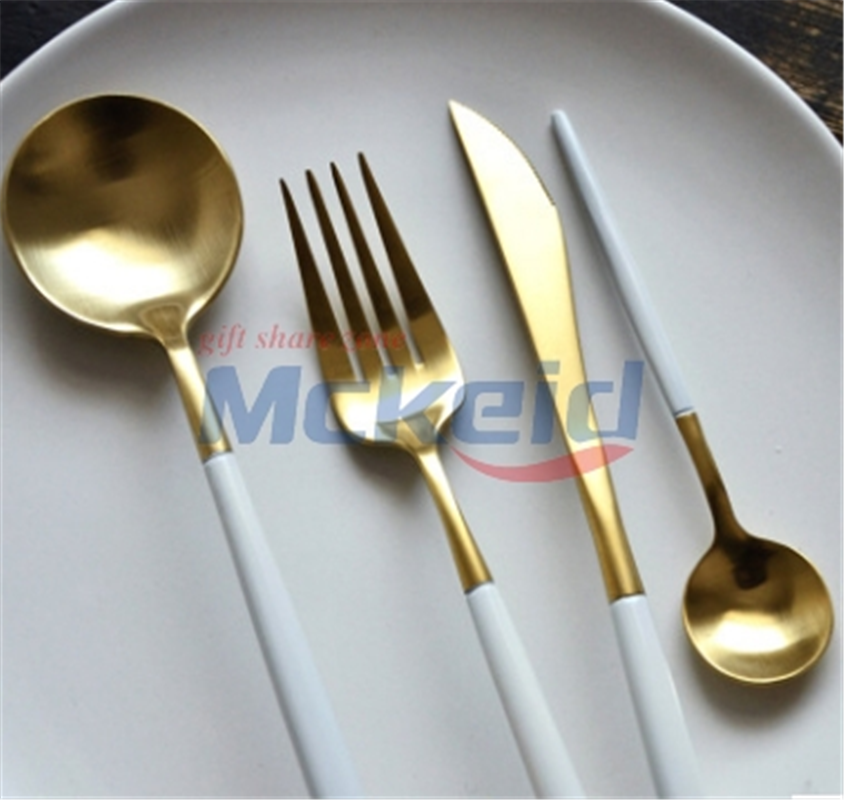 磨砂亞光 白金拉絲不銹鋼餐具（白金4件套）