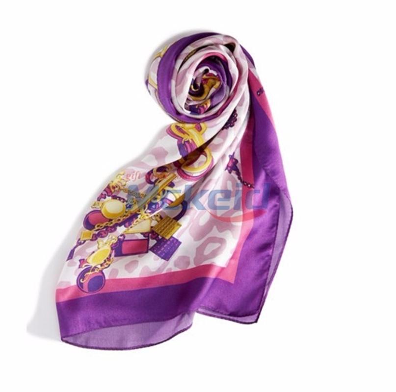 萬事利絲巾女春秋高檔桑蠶絲圍巾防曬披肩紗巾 百搭小長巾 歐洲風尚 180*50cm 長巾 歐洲風尚 紫色 180*50