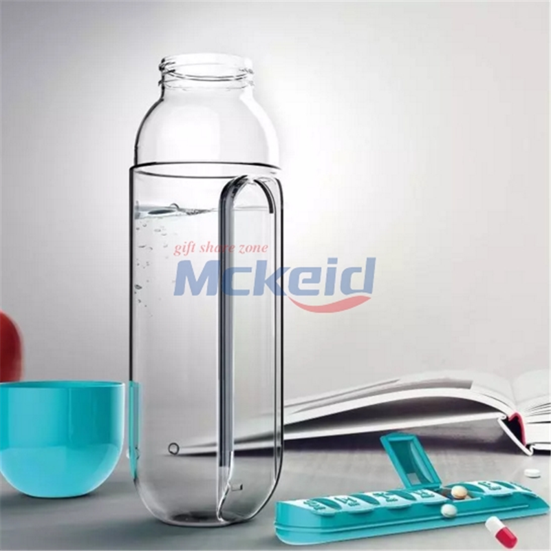 創(chuàng)意Tritan水杯 帶七日便攜藥盒杯二合一戶外攜帶水瓶藥盒杯子