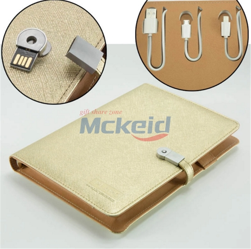 筆記本移動(dòng)電源記事本金色優(yōu)盤手賬定制文具禮品