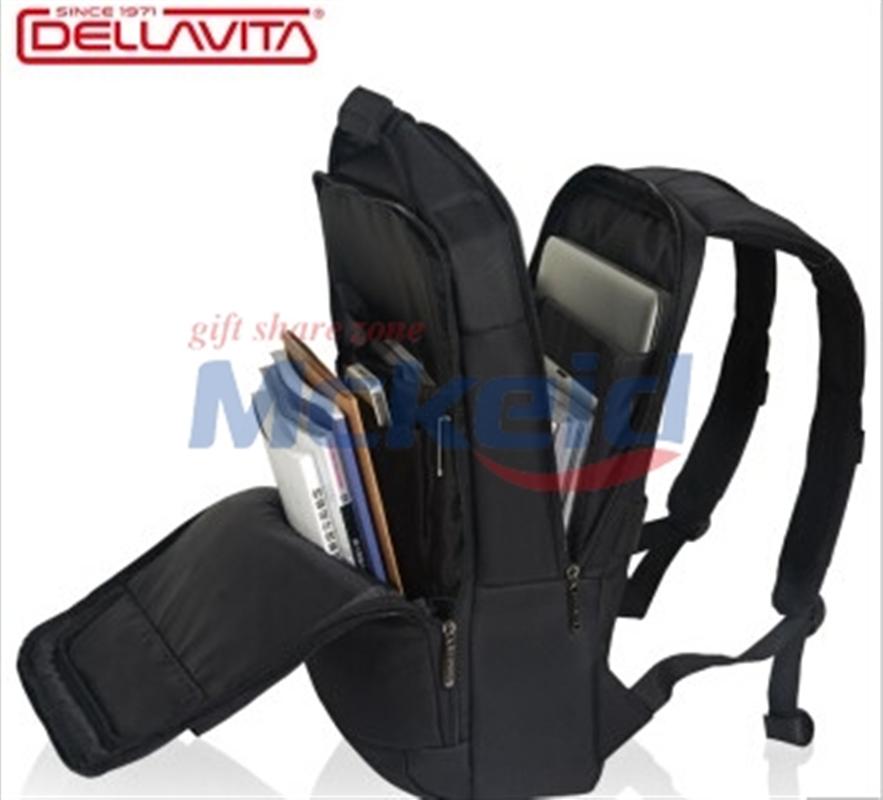 Dellavita德拉瑋特新品雙肩包商務(wù)休閑背包潮流書包電腦包 黑色