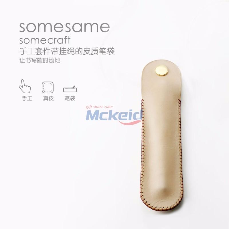 進(jìn)口高檔頭層植鞣革牛皮手工制作通用學(xué)生創(chuàng)意文具隨身筆袋