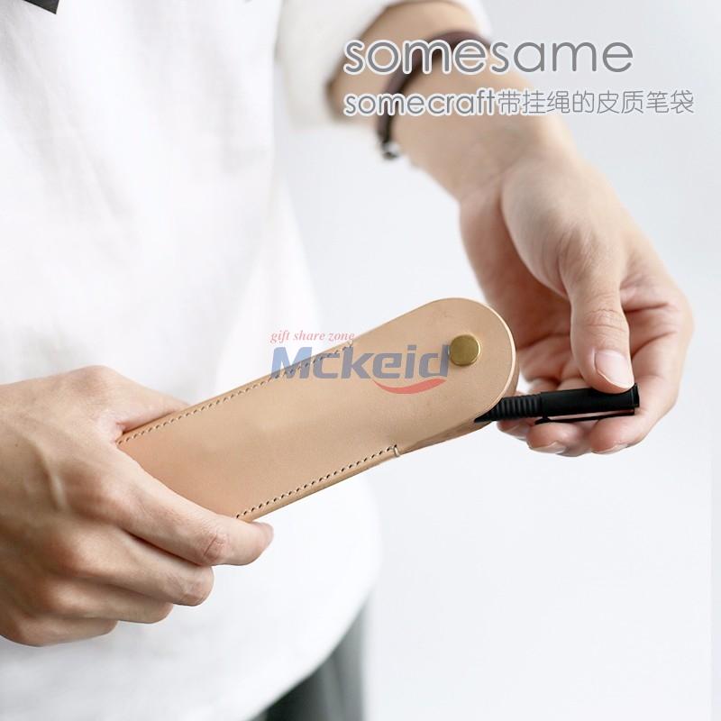 進(jìn)口高檔頭層植鞣革牛皮手工制作通用學(xué)生創(chuàng)意文具隨身筆袋