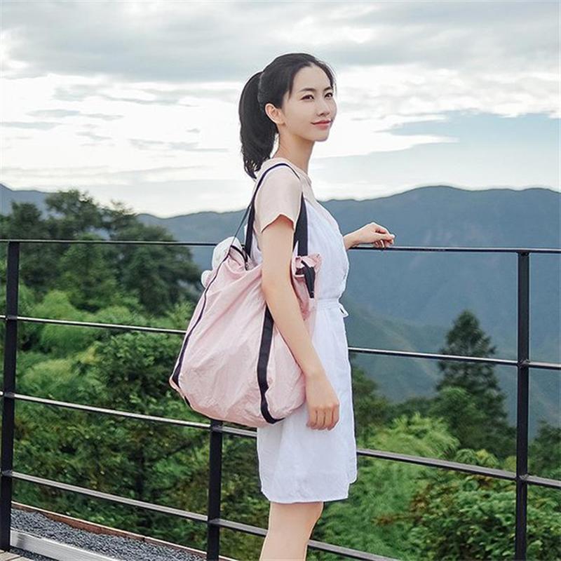 馬卡龍色褶感可折疊購(gòu)物袋