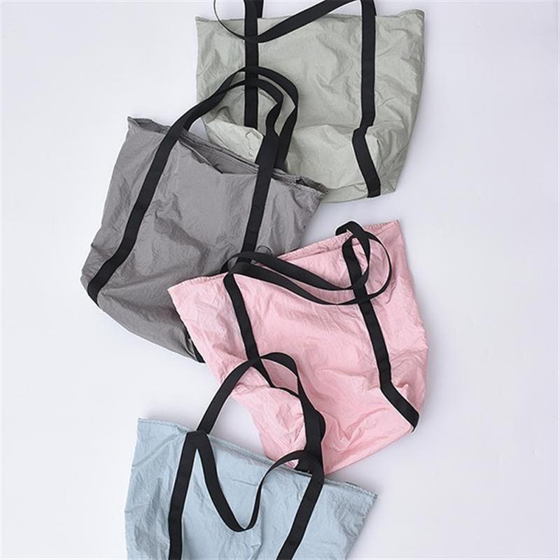 馬卡龍色褶感可折疊購(gòu)物袋