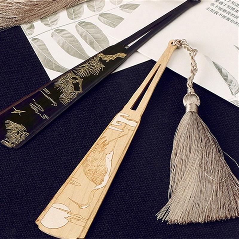 小雕匠 木質(zhì)工藝禮品禮盒商務(wù)紅木書簽中國(guó)風(fēng)創(chuàng)意流蘇禮品定制書簽