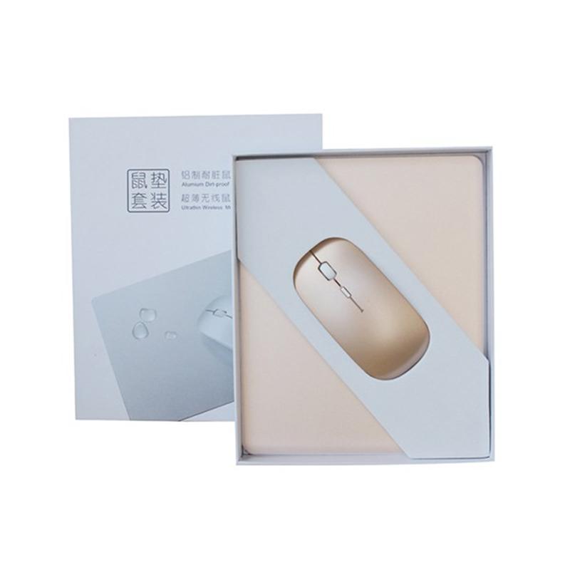 新款鋁合金耐臟鼠標墊無線超薄鼠標商務獨特包裝禮品套裝定制