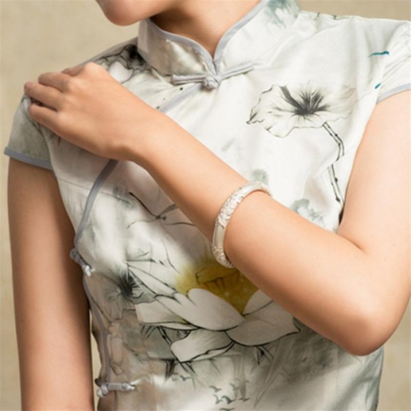 花開富貴牡丹花絲銀手鐲