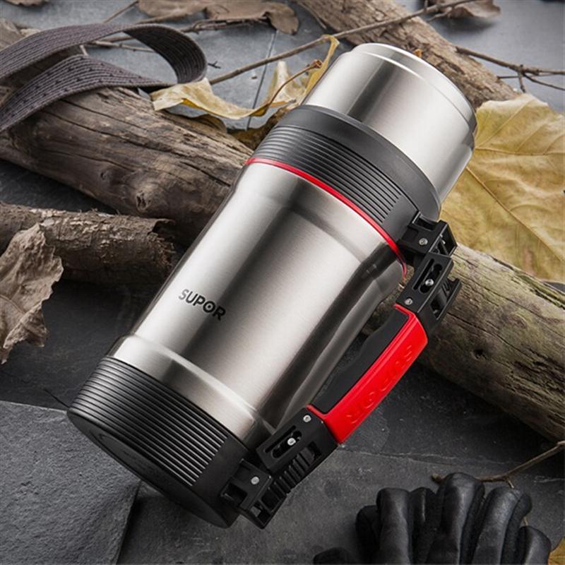 蘇泊爾（SUPOR）旅行壺不銹鋼熱水瓶1.5L 真空保溫杯 男戶(hù)外旅行 家用大容量暖水瓶 車(chē)載旅游水壺