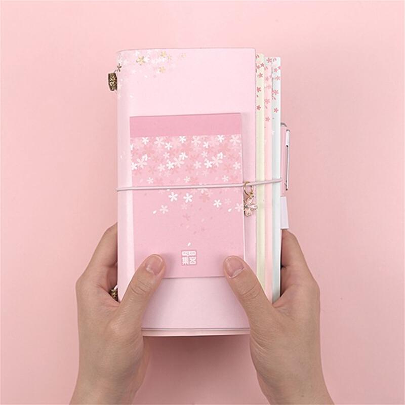 晨光（M&G）HAPY0180 集客櫻花綁帶筆記本記事日記手賬本子套裝（12件套含內(nèi)芯）