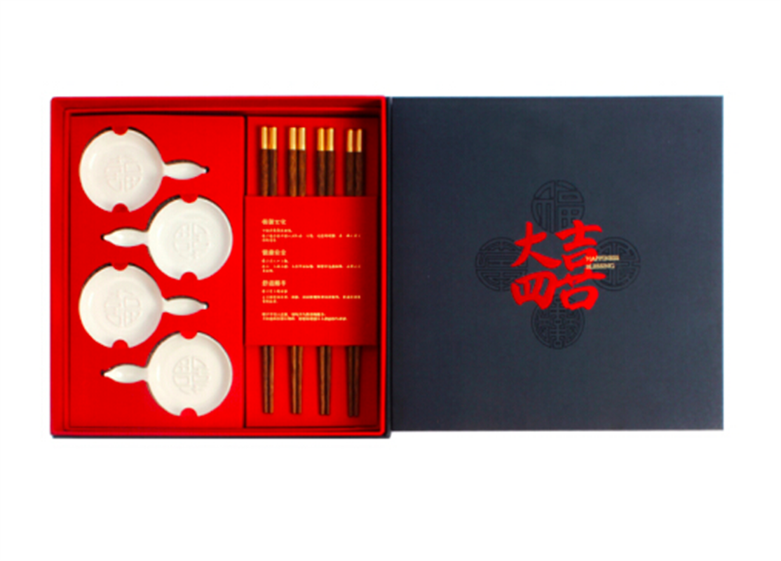 清樸堂 大四喜 無漆無蠟高檔筷子禮品 單層4雙裝 雞翅翅木圓