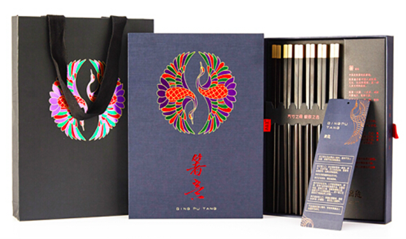 清樸堂 箸意6雙裝 筷子筷架禮物生日高檔禮盒裝日式餐具創(chuàng)意紀念品實用 2.0黑烏木+鋁鎂合金筷架