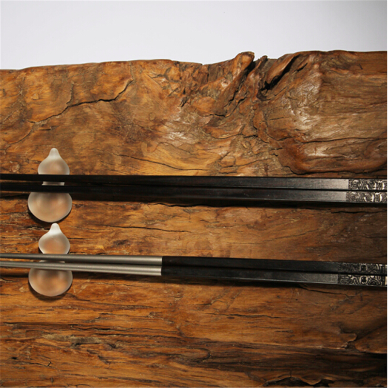 清樸堂-府宴 黑酸枝純鈦圓筷子 尊貴奢侈收藏禮品盒套裝合金筷子 禮品定制壽宴婚宴禮物紀(jì)念品 2.0黑烏木+筷架