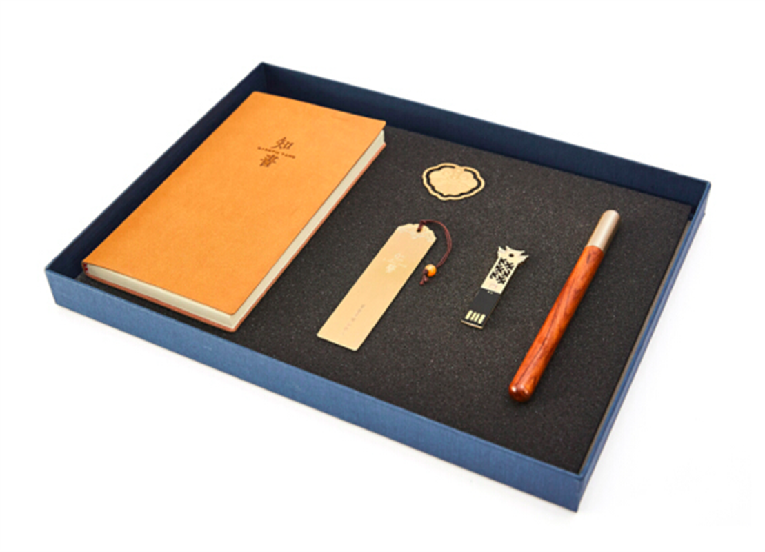 清樸堂 知書5件套裝禮盒刻字中國特色禮品古風(fēng)辦公禮物簽字筆定制純銅U盤