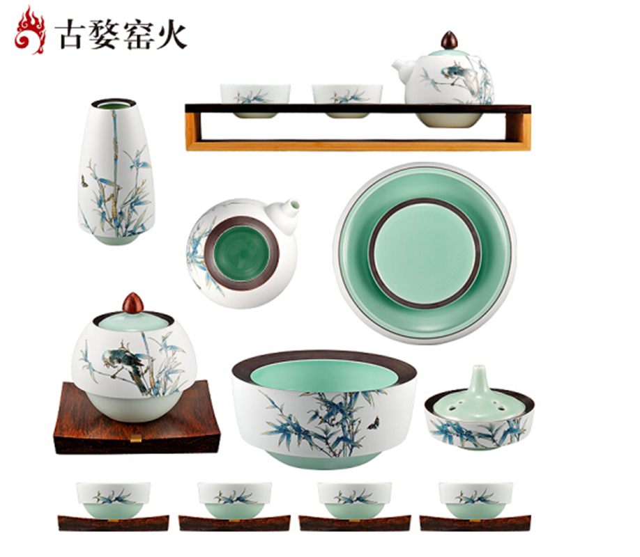 古婺窯火 婺州瓷 般若系列 般若大全套玉砂畫面 19件套 禮盒包裝 般若大全套（玉砂畫面）